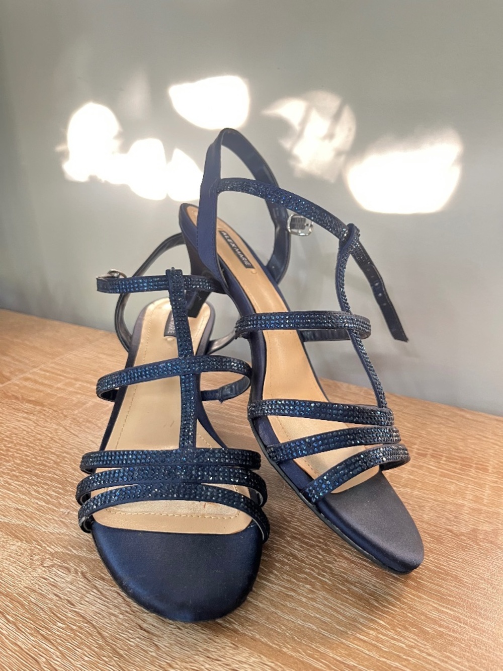 Alex Marie Navy Glitter Dress Heel, Size 8.5 Women's